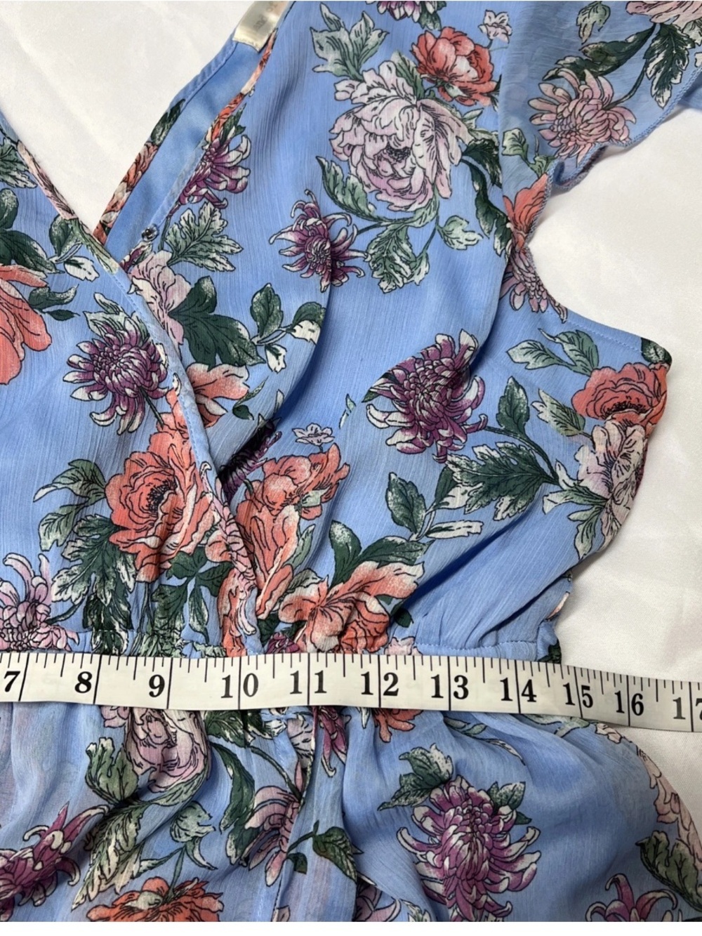 Band of Gypsies Light Blue Floral Asymmetrical Cottagecore Maxi Dress XL - Picture 15 of 16